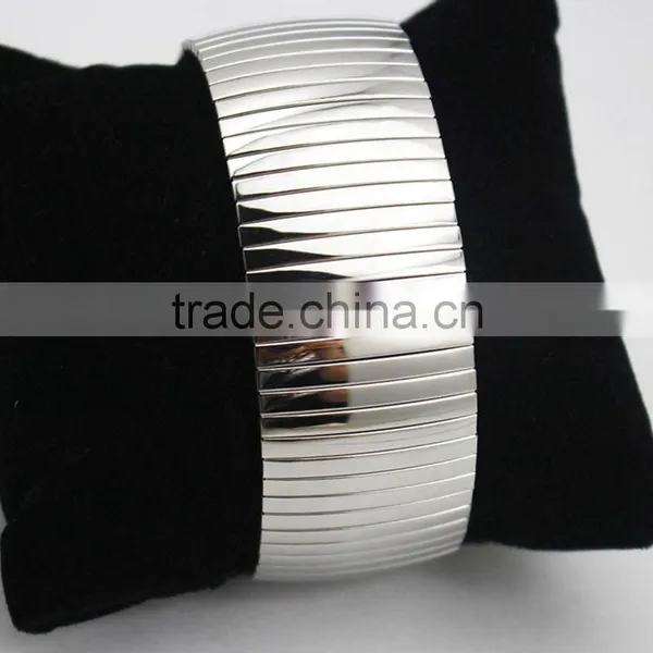 High Polished Silver Stretchy Claw Chain Elastic Stainless Steel Bracelet photo-2
