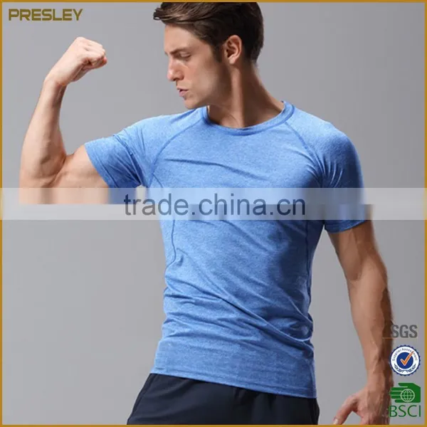 2016 Custom Design 100% Cotton Men's Heather Plain Round Neck Sports T Shirt photo-3