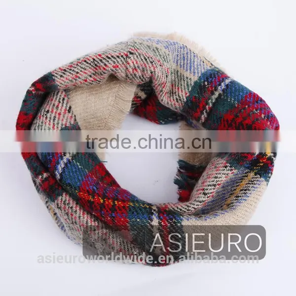 Fashion Checked Acrylic Tube Scarf For Ladies Multi Colors BSCI AND SEDEX photo-3