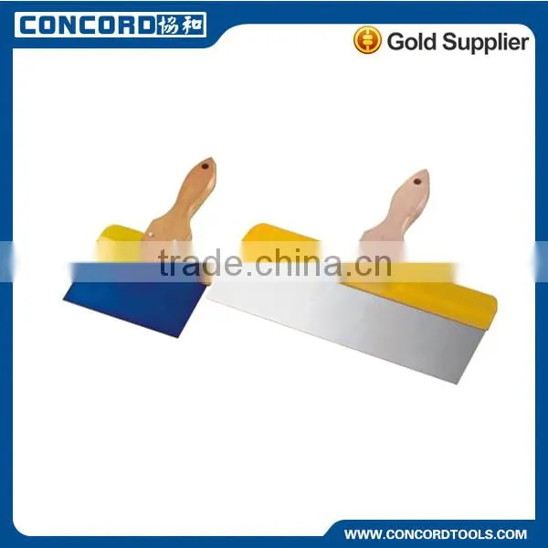 600mm Mirror Polished Stainless Steel Blade Taping Knife With Yellow + Sliver Color Wood Handle, Drywall Tools Taping