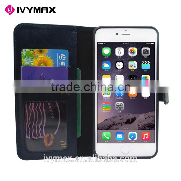 IVYMAX China Mobile Phone Accessories Flip Wallet PU Leather Magnetic Phone Case Cover For Apple Iphone 6 Case photo-3