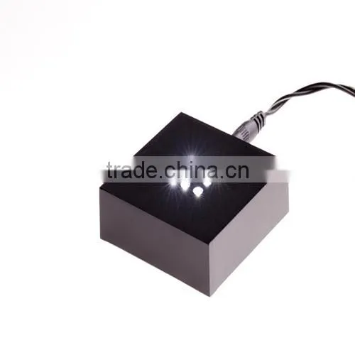 Cube Black Plastic LED Light Base With Power Adaptor for Crystals photo-3