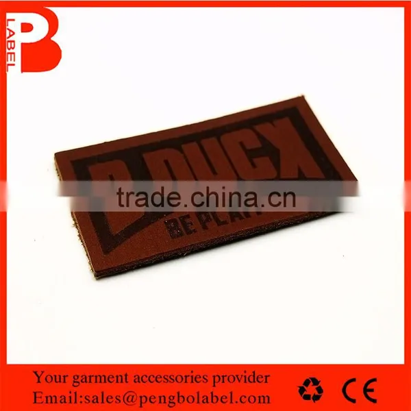 Logo Embossed Genuine and PU Material Custom Leather Label for Clothing photo-2