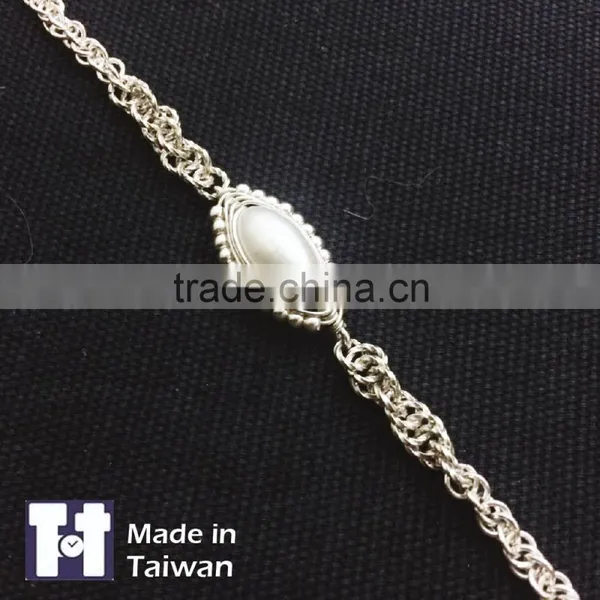 Fashion 925 Spiral Pearl Sterling Silver Bracelet Jewelry Gifts photo-4