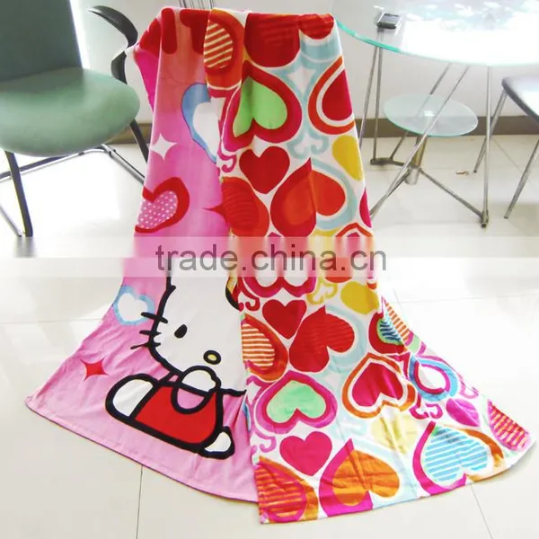 Full Screen Printed Heart Design Girl Beach Towel Blanket photo-5