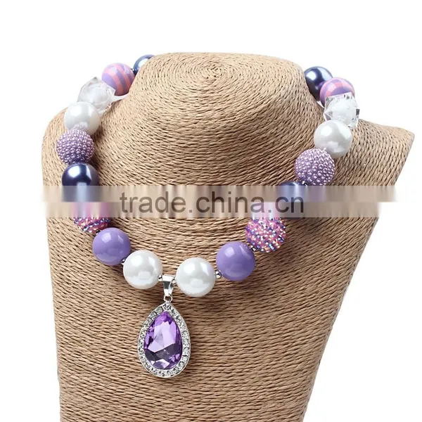 Purple Pendant Necklace and Flower Hairband Latest Design Beads Necklace Baby Girl Jewelry Beaded Necklace and Hairband photo-5