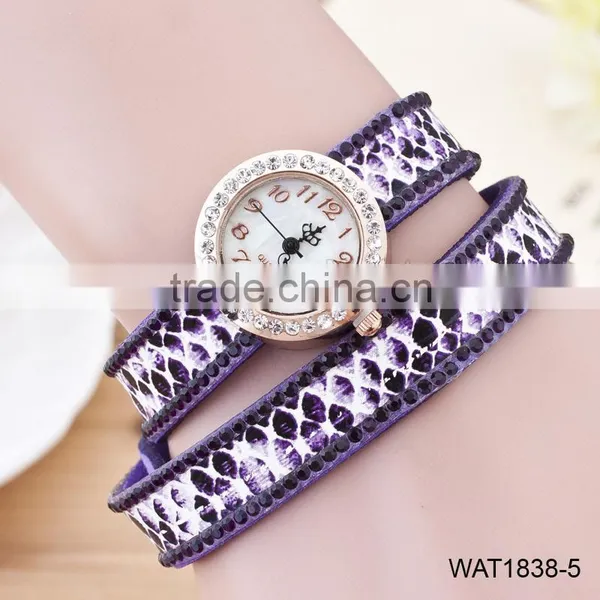 Fashion Women Fish Scale Wristwatch Leather Cord Bracelet Wrist Watch photo-5
