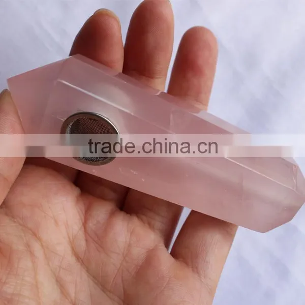 New Arrived Rose Quartz Smoking Pipes Healing Crystal Stone photo-2