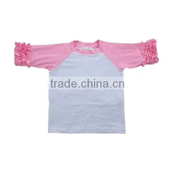 Wholesale Children's Boutique Clothing Kids Tshirt Round Neck Ruffle Raglan Shirt Deisgn Children t Shirt photo-3