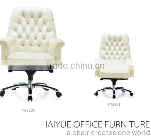 2014 Hot Selling Modern Chair, Luxury White Leather Boss Office Chair Furniture photo-3