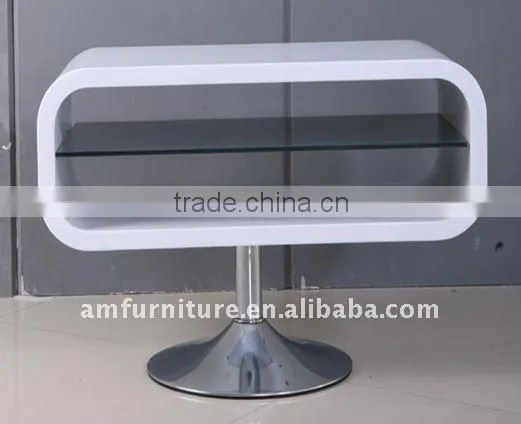 High Gloss White Bend Wood Frame TV Stand