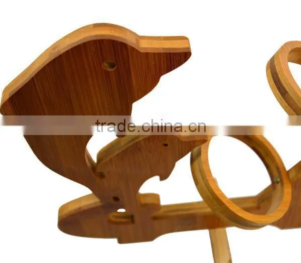 WR002/100% Bamboo Material Hot Sale Dolphin Shaped Bamboo Red Wine Rack photo-5