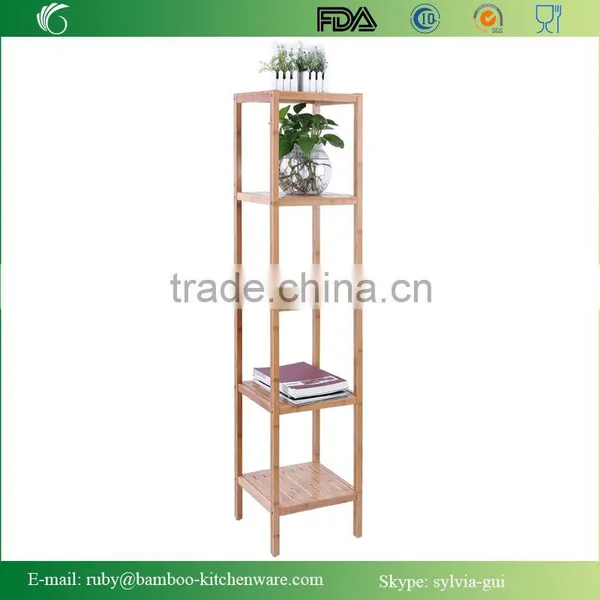 Bamboo Bathroom Tower 5-Shelf Towel Storage Standing Rack Shelving photo-2