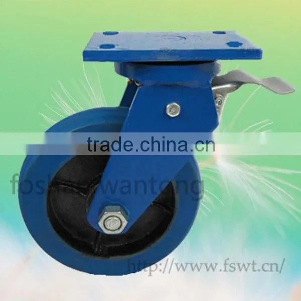 Shock Absorber Heavy Duty Swivel 6" Blue Rubber Caster photo-2