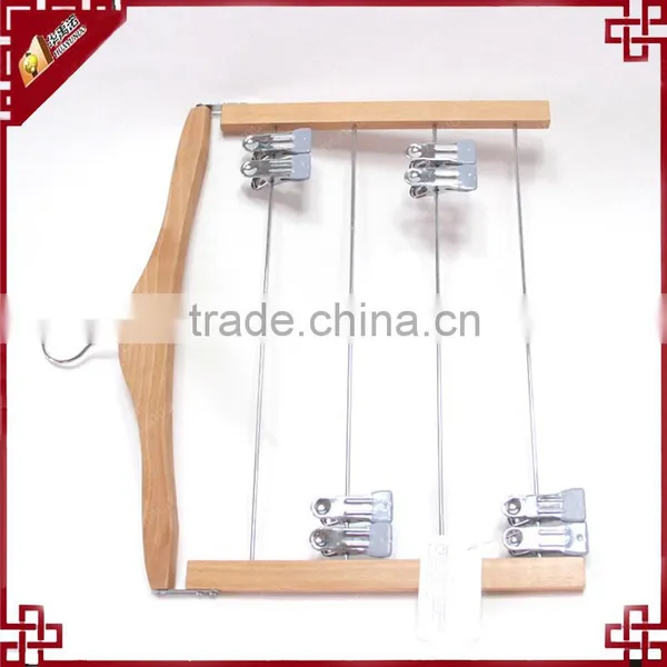 Space-saving 4 Tiers Metal Clips Wooden Skirt Hanger WK5398B photo-2
