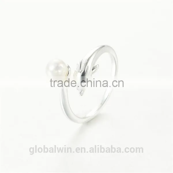 Silver Pearl Animal Dolphine 925 Sterling Silver Rings Jewelry photo-2