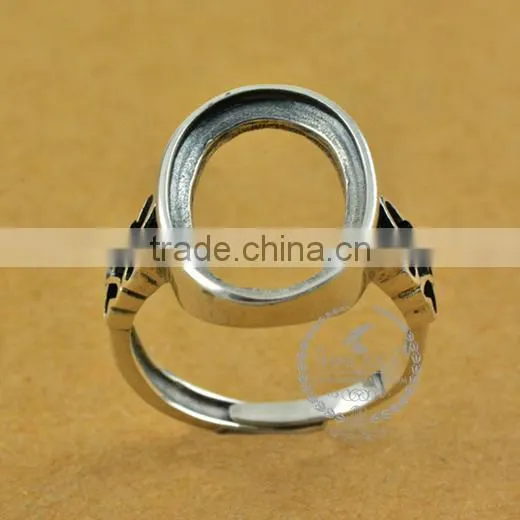 13*18mm 925 Sterling Silver Antiqued Silver Vintage Style Oval Bezel Butterfly Ring Base Blank Supplies DIY Findings 1223063 photo-3