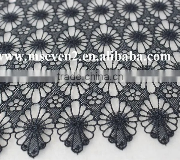 Black Color 20cm 100% Polyester Lace Trim Wholesale Flower Guipure Lace Trim Bridal Lace Trim for Dress photo-3