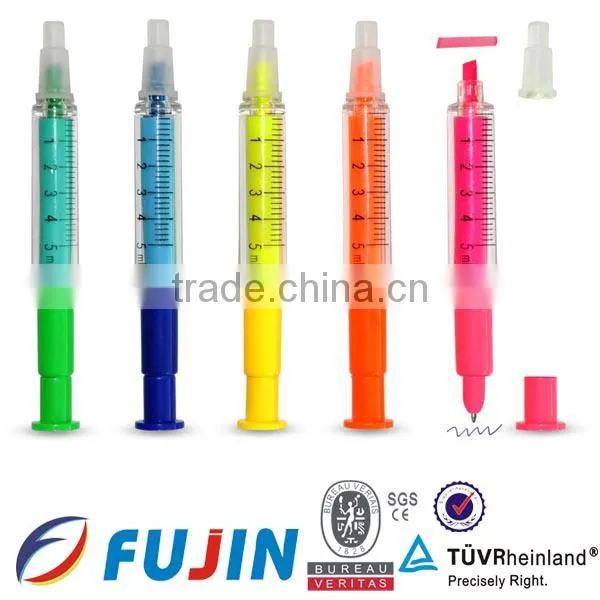 Syringe Shape Highlighter / Injection Shape/needle Tube Shape Highlighter/highlighter Pen With Ball Penball Pen With Highlighter photo-2