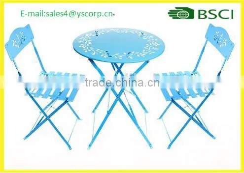 China Company Wholesale Cheap Outdoor Garden Patio Furniture Folding 3PC Table Chair Set Bistro Style Backyard Metal photo-4