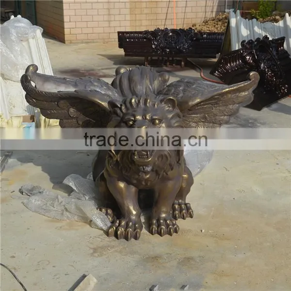 Home Garden Resin Craft Fiberglass Fly Lion Sculpture photo-4
