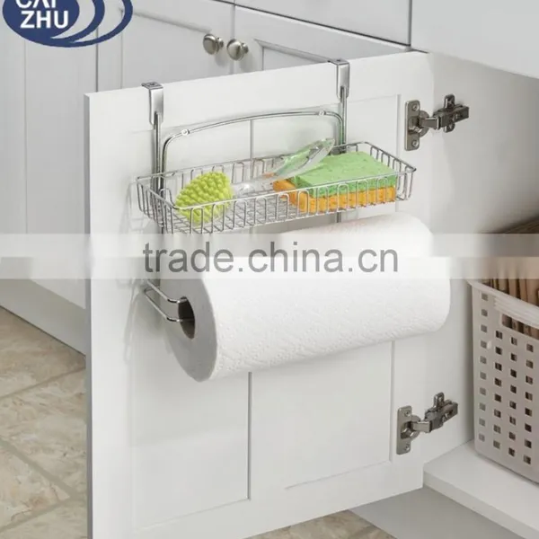 New Design Over the Cabinet Paper Towel Holder Rack and Storage Shelf - Chrome photo-3