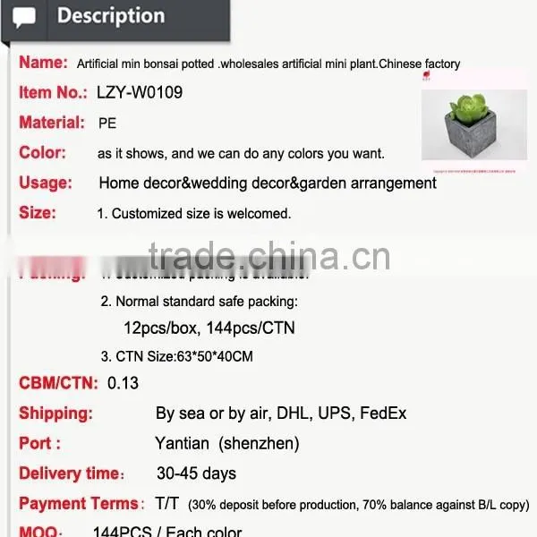 Artificial Min Bonsai Potted Wholesales Artificial Mini Plant.Chinese Factory photo-5
