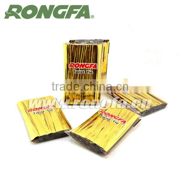 PET Plastic Metallic Golden Wire Twist Tie for Candy and Gift Bag Closing photo-5