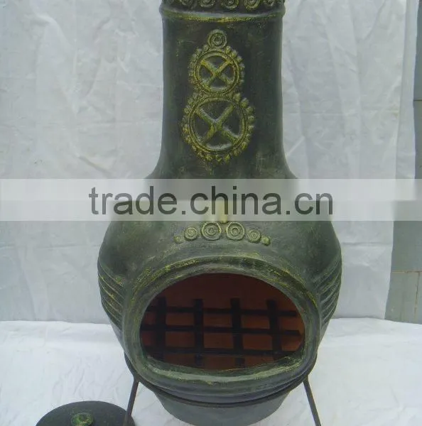 Clay Chimeneas Fire Pit With BBQ Grill and Metal Stand photo-5