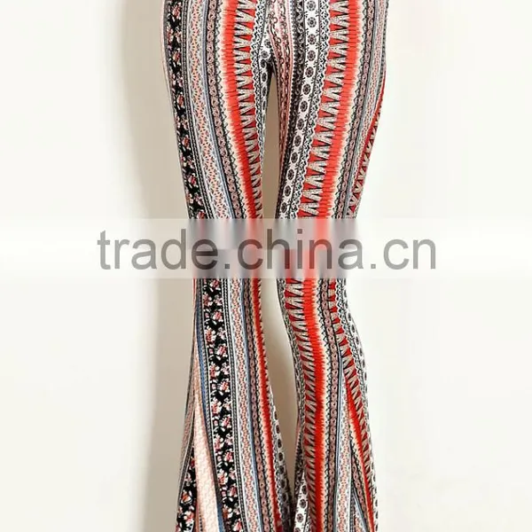 New Model Pants BOHEMIAN STRIPE PRINT JERSEY KNIT BELL BOTTOM PANTS 2018 New Arrivals photo-4