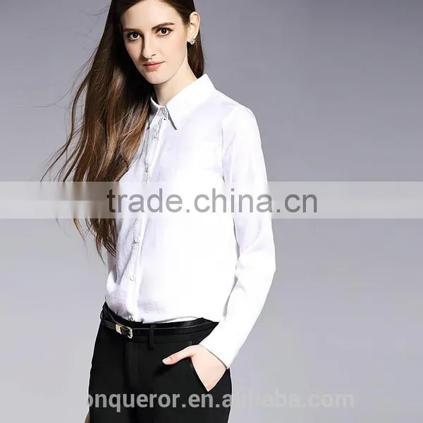 Fahion Office Lady Long Sleeve White Shirt photo-2