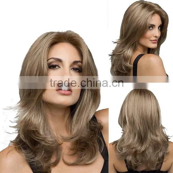 Cheap Cosplay Lady Curly Wig Women Gold Color Long Wavy 100% Heat Resistant Synthetic Fiber Wig photo-6
