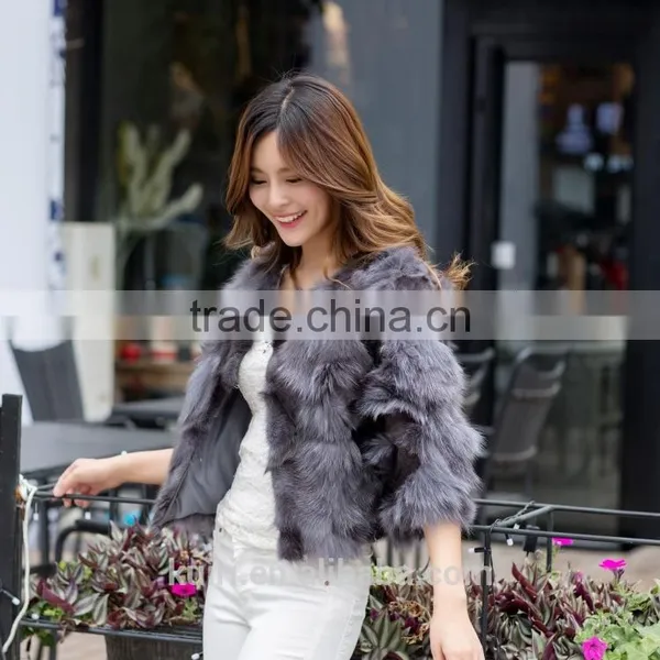 Factory Supply Leather Women Winter Fur Fox Fur Foot Encryption Sleeve Short Coat Large Size photo-6