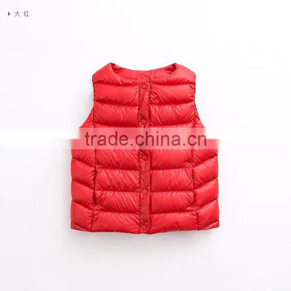 High Quality Casual Boys Winter Down Feather Filled Kids Padded Vests photo-3