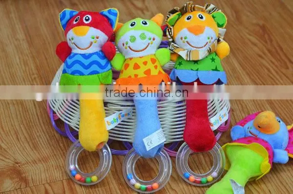 Cute Animal Rattle Insert Baby Educational Plush Toys With Ring in Colorful Beans photo-5