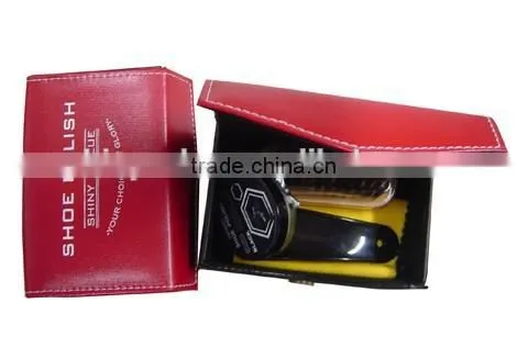 2015 Fashionable Red Square Leather Shoe Polish Set/Shoe Care Kit Factory photo-3
