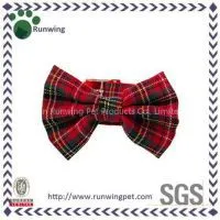 Fashional Claret Printed Canvas Dog Bow Tie Collar for Sale photo-3
