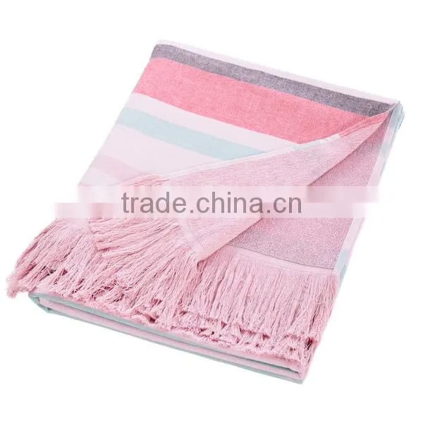 Turkish 1 Ply 2 Sides Striped Beach Towels With Fringe photo-4