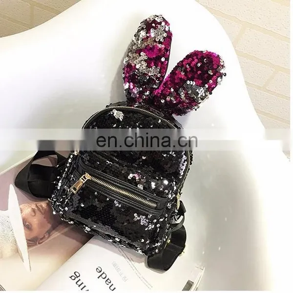 Fashion Personality Cool Rabbit Ears Sequins Backpack