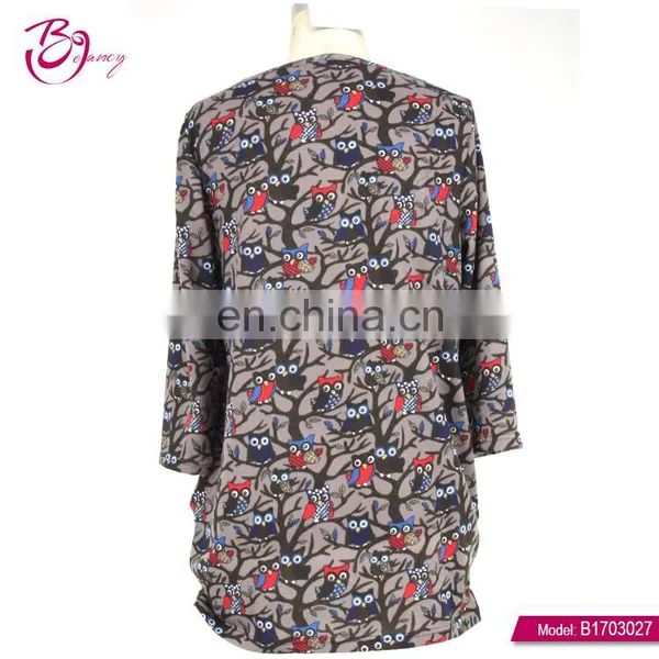 Round Neck Checked Womens Long Sleeve Casual Polyester Top photo-4