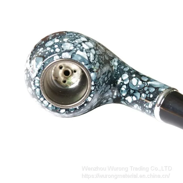145mm Length Wooden Resin Medium Tobacco Pipe With Dark Blue and White Porcelain Head for Smoking photo-4