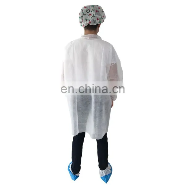 35gsm Polypropylene Disposable White Lab Coat/Vistor Coat photo-3