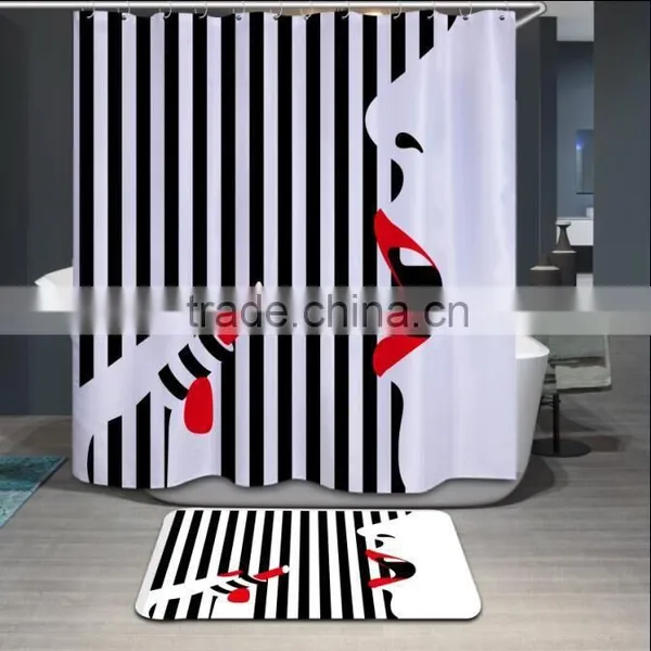 Personalized DIY Printed Shower Curtain Lady Pattern Digital Printing Shower Curtain photo-2