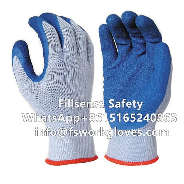 10Gauge 5Yarn(21S) Cotton Liner Crinkle Latex Coated Cotton Gloves Cotton Working Gloves photo-5