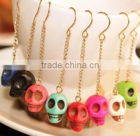 Wholesale Hand Carved South Jade Human Cute Skull Pendant Earrings photo-5