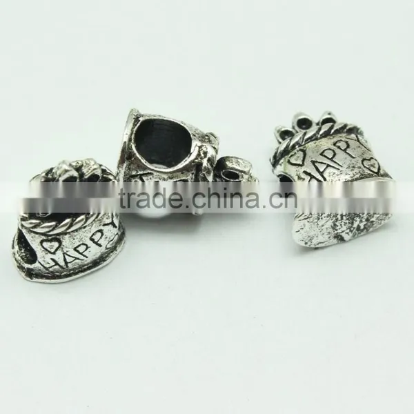 Wholesale New Style Archaized Happy Text Zinc Alloy Slide Beads With Large Hole photo-3