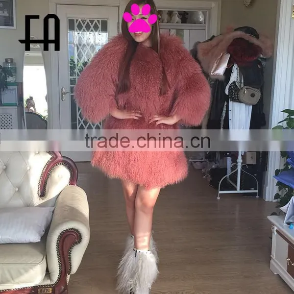 Factory wholesale tibetan lamb fur coat /mongolian lamb fur coat