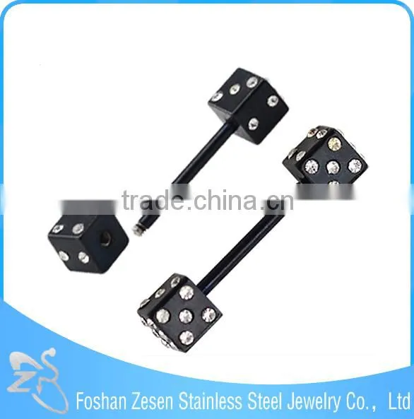 Dice Design Steel Bar Flexible And Acrylic Tongue Rings photo-3