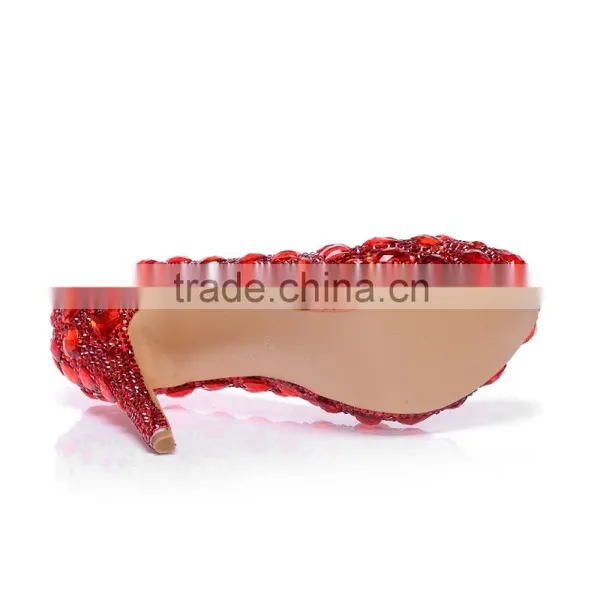 14CM High Heel Platform Wedding Shoes, Luxurious Rhinestone Glass Diamond Strass Bridal Wedding Shoes photo-6
