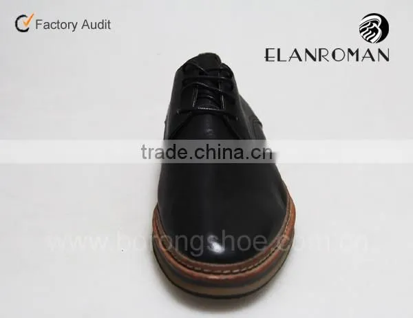 Black Fashion Lace up Leather Shoes for Men in Guangzhou Manufacturer photo-3
